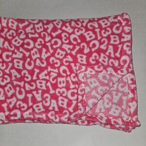 Pink White Letters Alphabet Numbers Fleece Baby Blanket 30x38 Berkshire